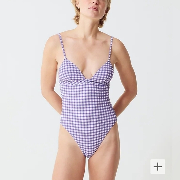 J. Crew Purple Gingham One Piece Swimsuit - Picture 2 of 11
